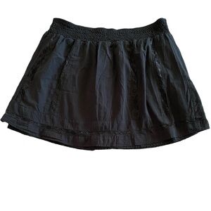 Cotton On Black Lace Pull On Mini Skirt Size L Large 100% Cotton
